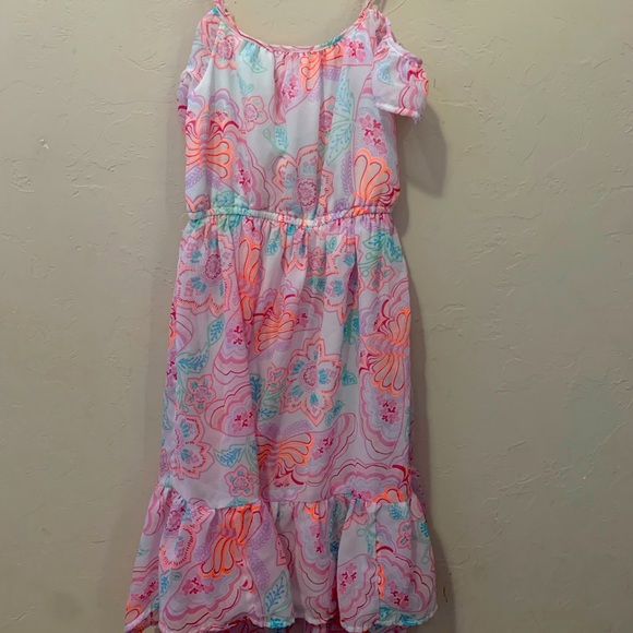 Kids pink and orange floral dress size 7/8